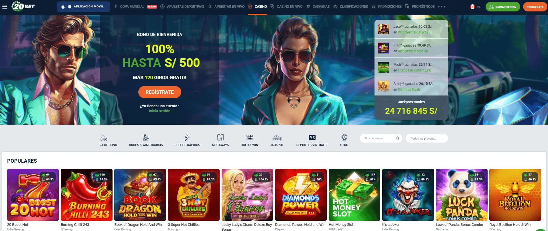 Logo de 20Bet, casino online disponible en Perú