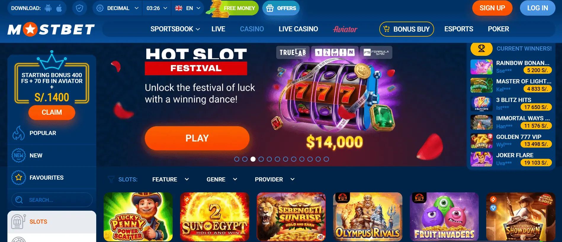 Logo de MostBet, casino online disponible en Perú